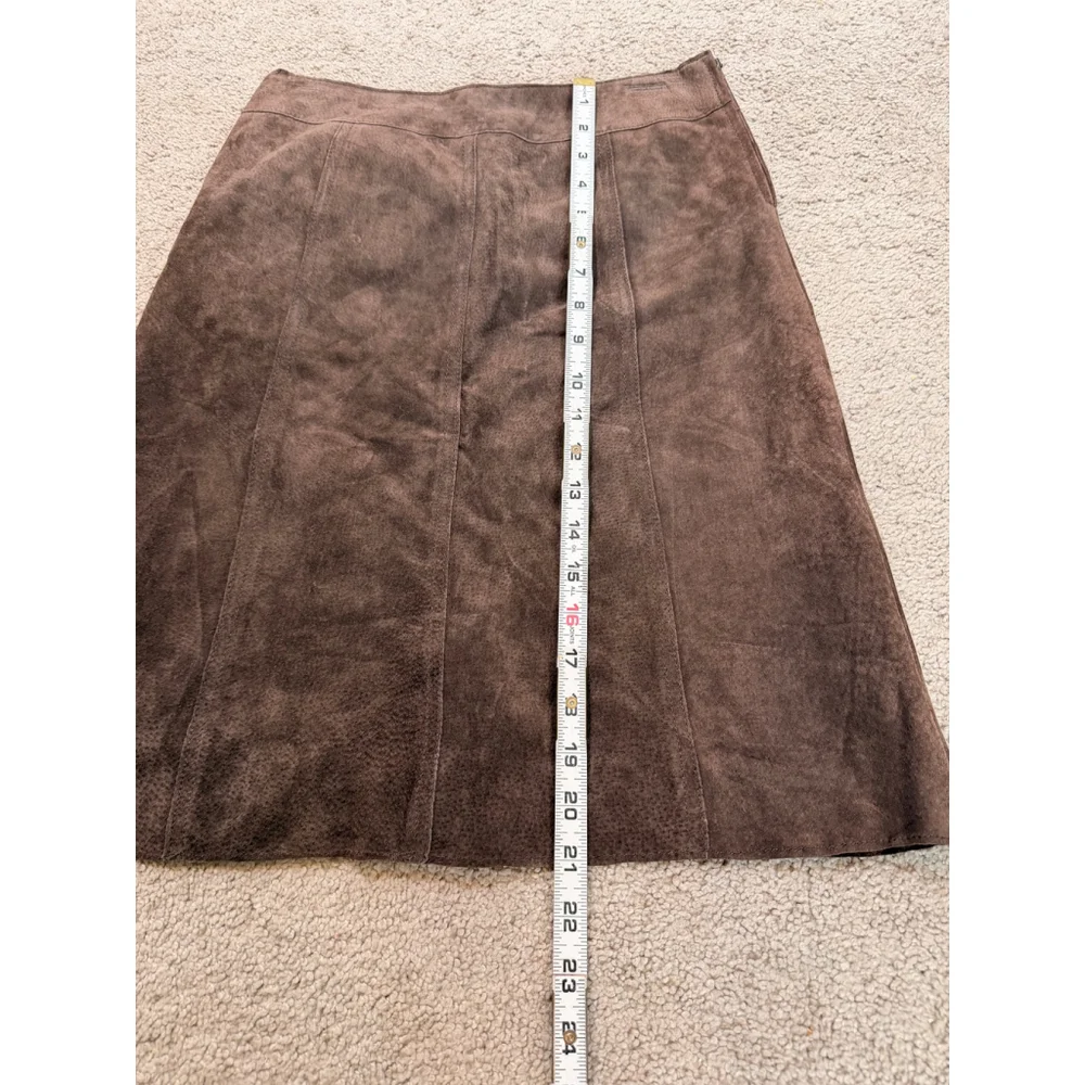 Women's Eddy & Co Chocolate Brown Genuine Suede Pencil Skirt 2P Quiet Luxury Y2K